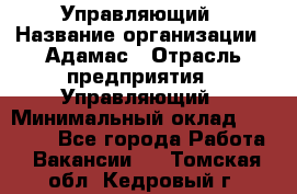 Управляющий › Название организации ­ Адамас › Отрасль предприятия ­ Управляющий › Минимальный оклад ­ 40 000 - Все города Работа » Вакансии   . Томская обл.,Кедровый г.